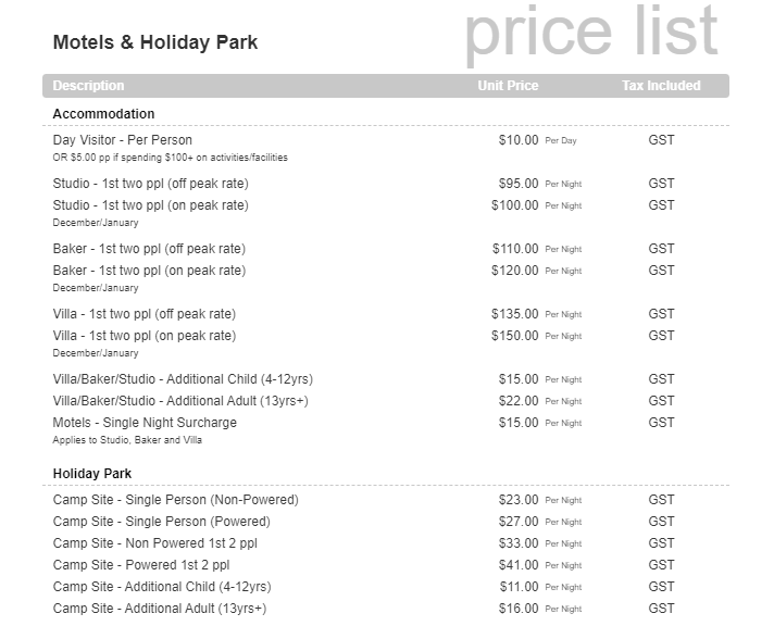 Prices 2021 for website Prices 2021 for website
